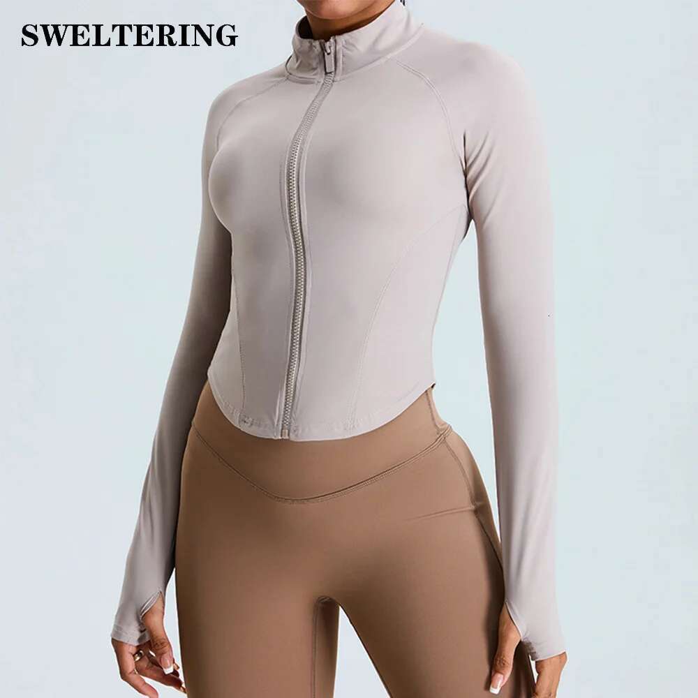 Outdoor Zipper Sports Long Sleeved Women Slim Yoga Clothes Quick Dry Cardigan Stand Up Collar Running Fiess Jacket Top Kl-My