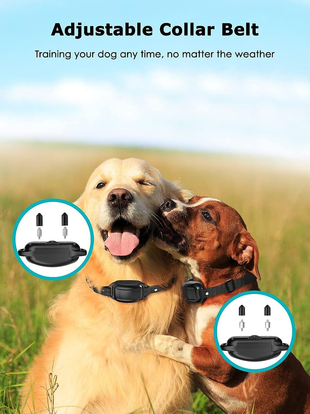 Dog Training Collar Wrap-Around Shock 1000ft Control Distance W/3 Training Modes Beep Vibration Shock Dog Anti-barking Collar