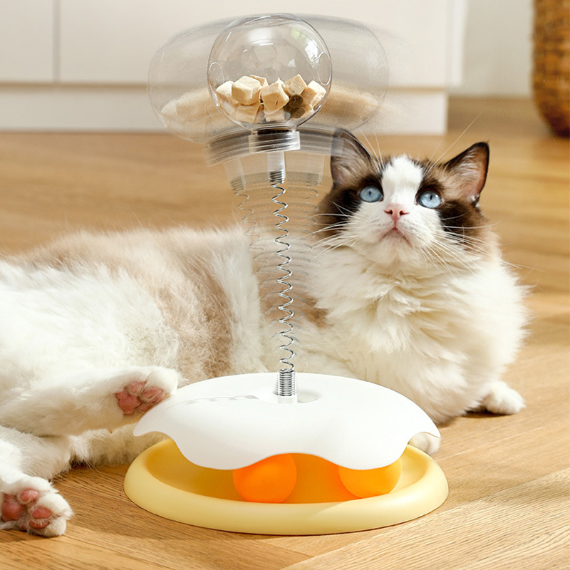 1pc Cat Puzzle Food Leaking Ball Toy Cat Dog Interactive Treat Leaking Toy Slow Cat Dog Feeder Cat Turntable Toys Pet Supplies