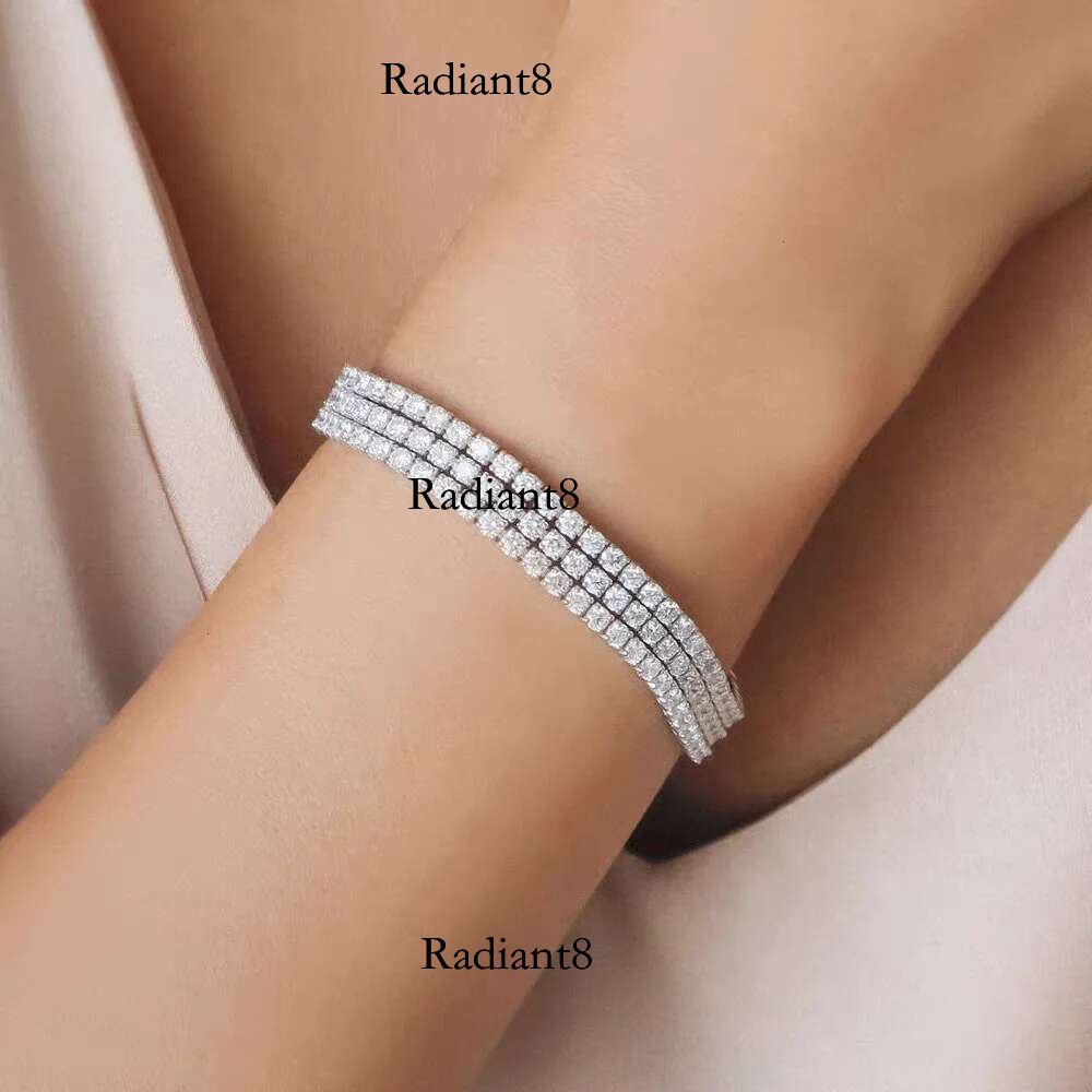 Hip Hop Inlaid 4MM Cubic Zirconia Crystal Tennis Bracelet Jewelry for Men and Women Gold Sier Bracelets