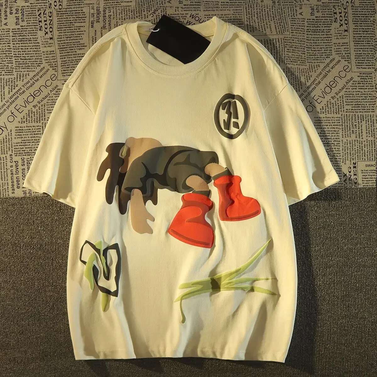 Men And Women Short T-Shirt American Fun Cartoon Cotton Loose Oversize Half Sleeve Couple Top Y2k Clothing Summer Clothes