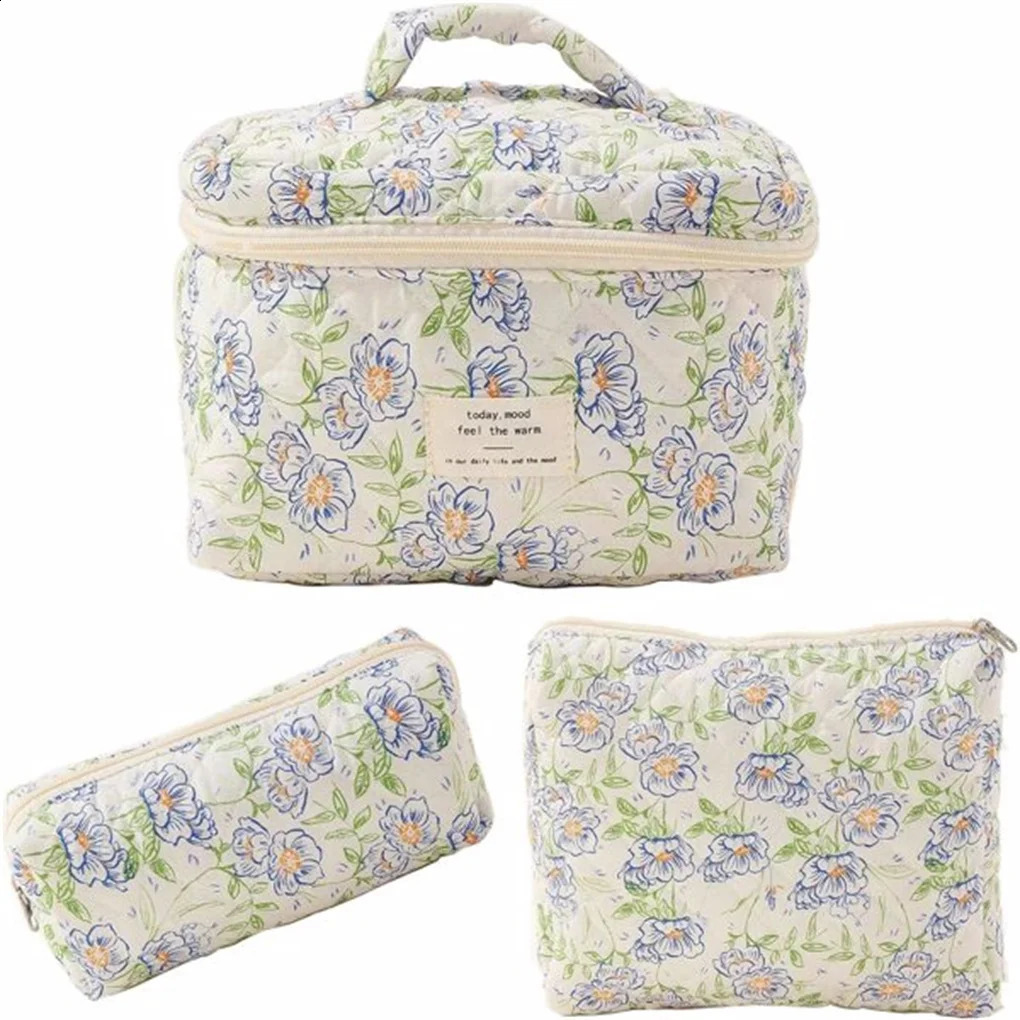 Ship from US 3PCSSET Cosmetic Bags for Women Cute Floral Makeup Bag Organizer Storage Make Up BagTravel Toiletry BagsHandbags Purses 250305FBB