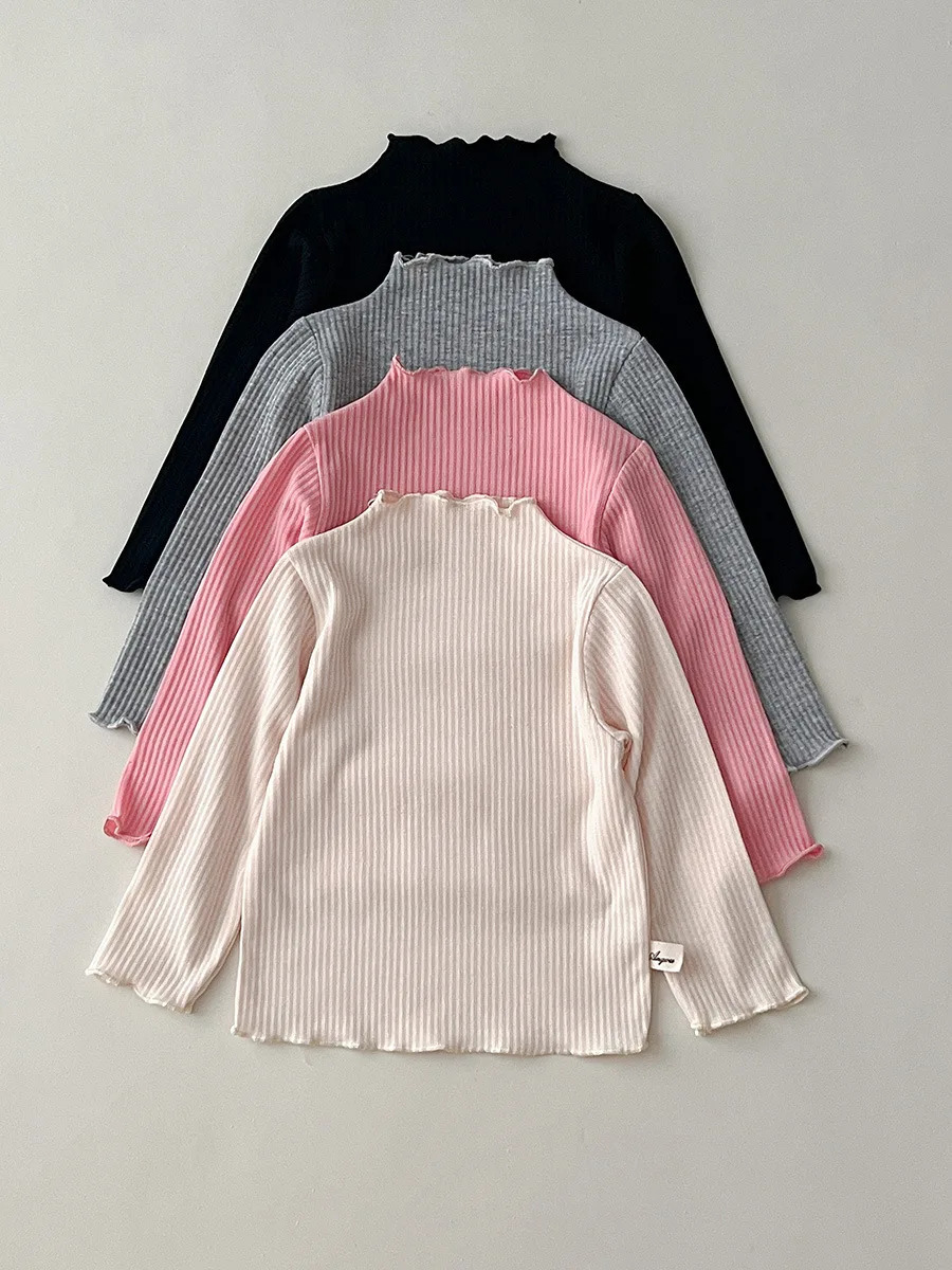 MiniAinis Autumn Winter Baby Half High Collar Solid Color With Long Sleeved T-shirt Underneath Girls Cotton Underlay Top 250304