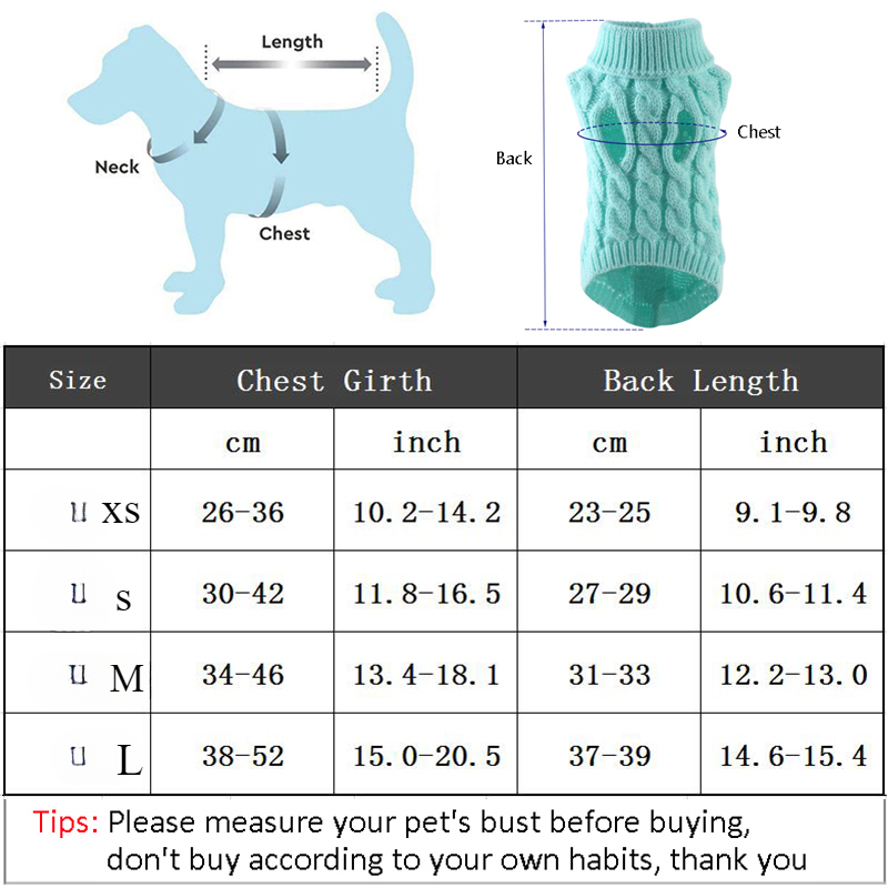 Knitted Dogs Warm Chihuahua for Small Winter Clothes Cat Dog Sweater Pet Accessories Supply
