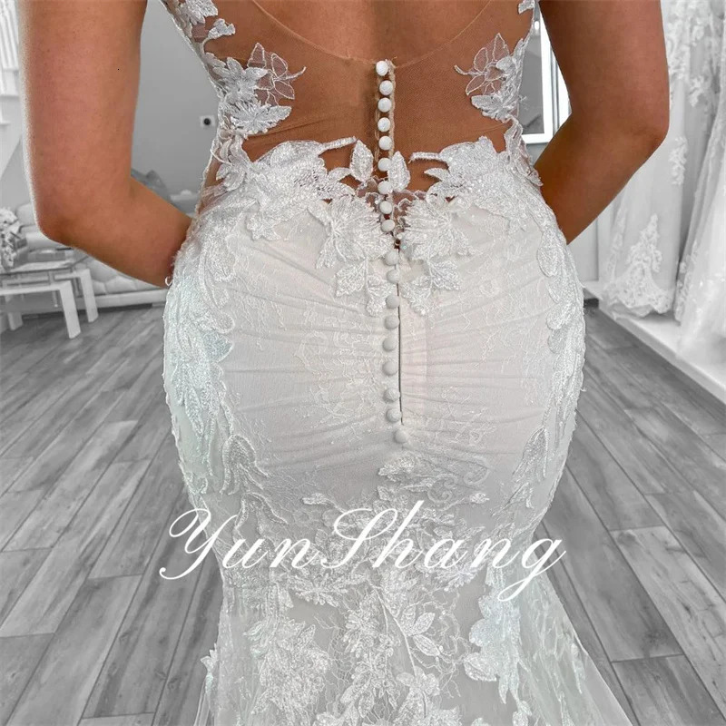 Yunshang Wedding Dres Mermaid Open Back VNeck Lace Spaghetti Strap Bridal Gown Dresses Customized Woman 250304