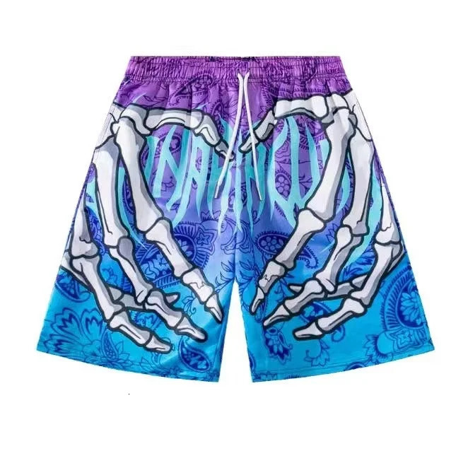 Mens summer skeleton handpainted elements quick drying shorts fashion sports breathable trend comfortable quats 250304