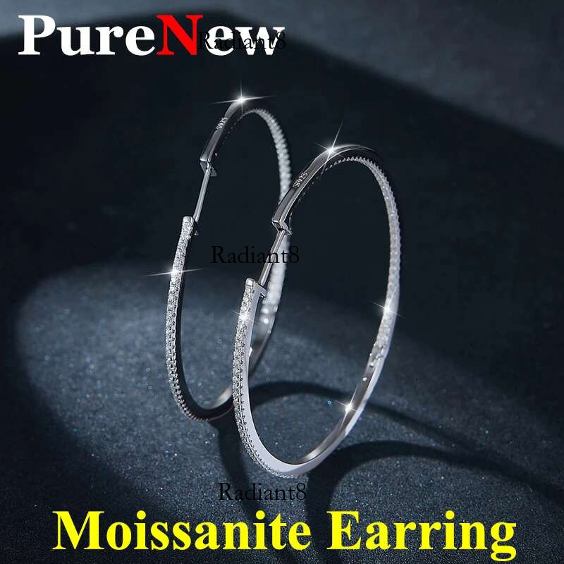 0.74-5.6CT Fashion Full Dia Hoop for Women Original Sterg Sier Women's Moissanite Earrings 2025