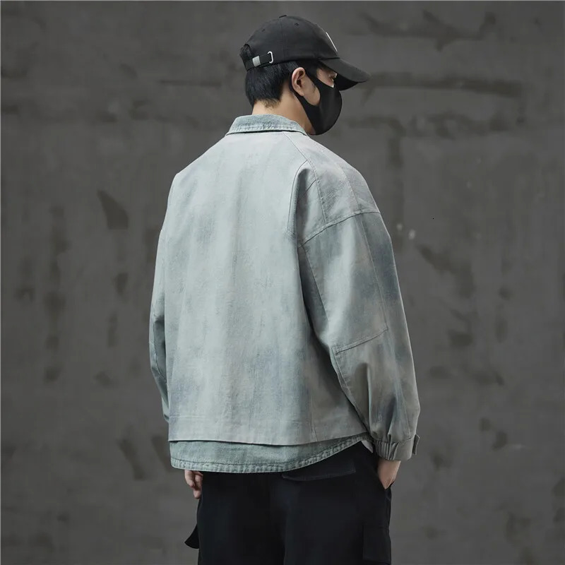 Spring and Autumn Short sleeved Mens Street Clothing Fashion Loose Casual Retro Cowboy Bomber Jacket City Boys Jeans 250225