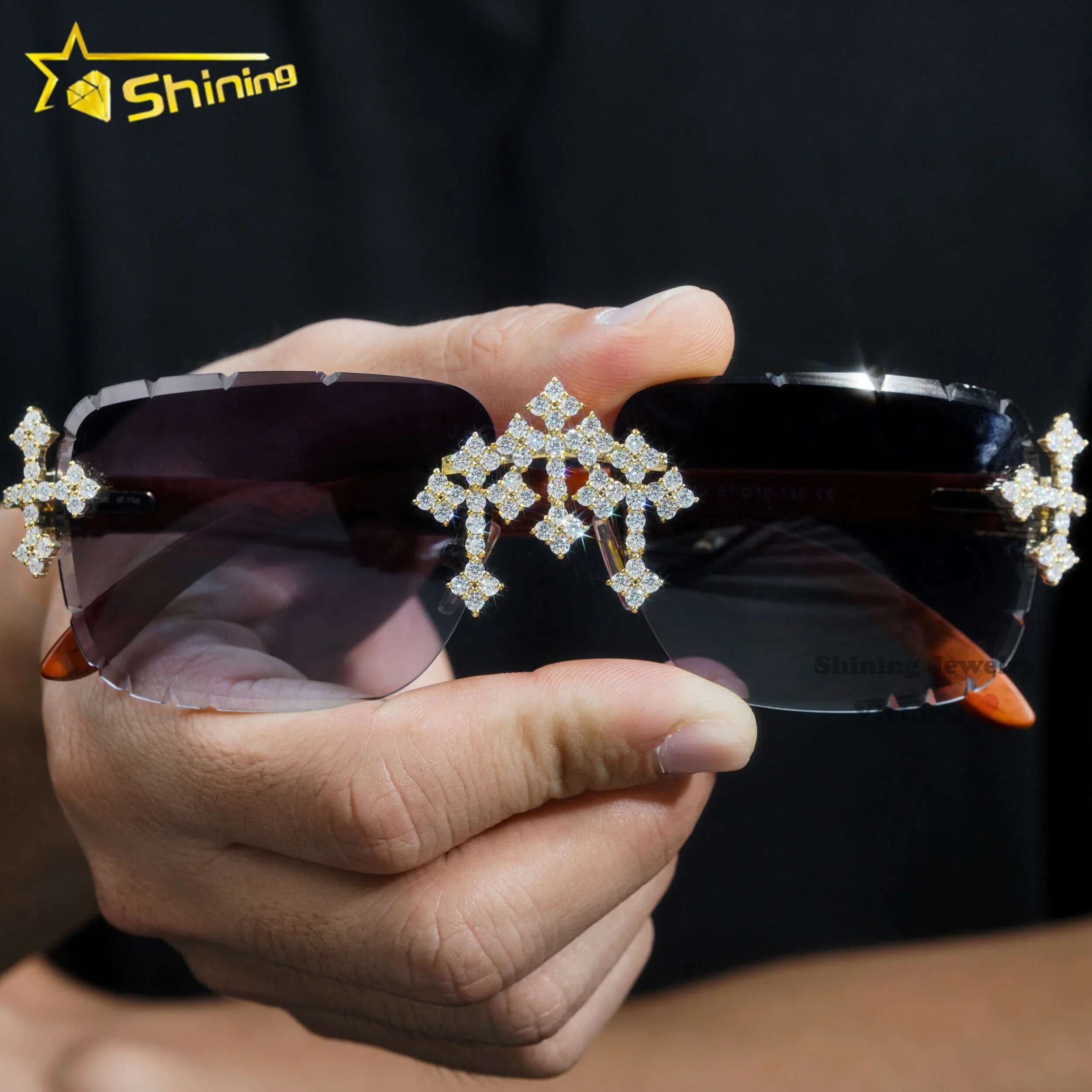 Mossany Fashion Sunglasses Rimless sparkling luxury crystal sunglasses