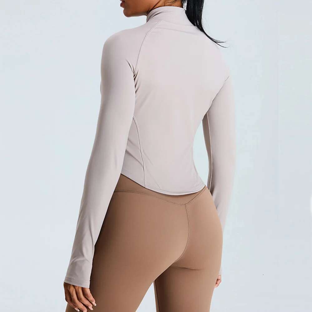 Outdoor Zipper Sports Long Sleeved Women Slim Yoga Clothes Quick Dry Cardigan Stand Up Collar Running Fiess Jacket Top Kl-My