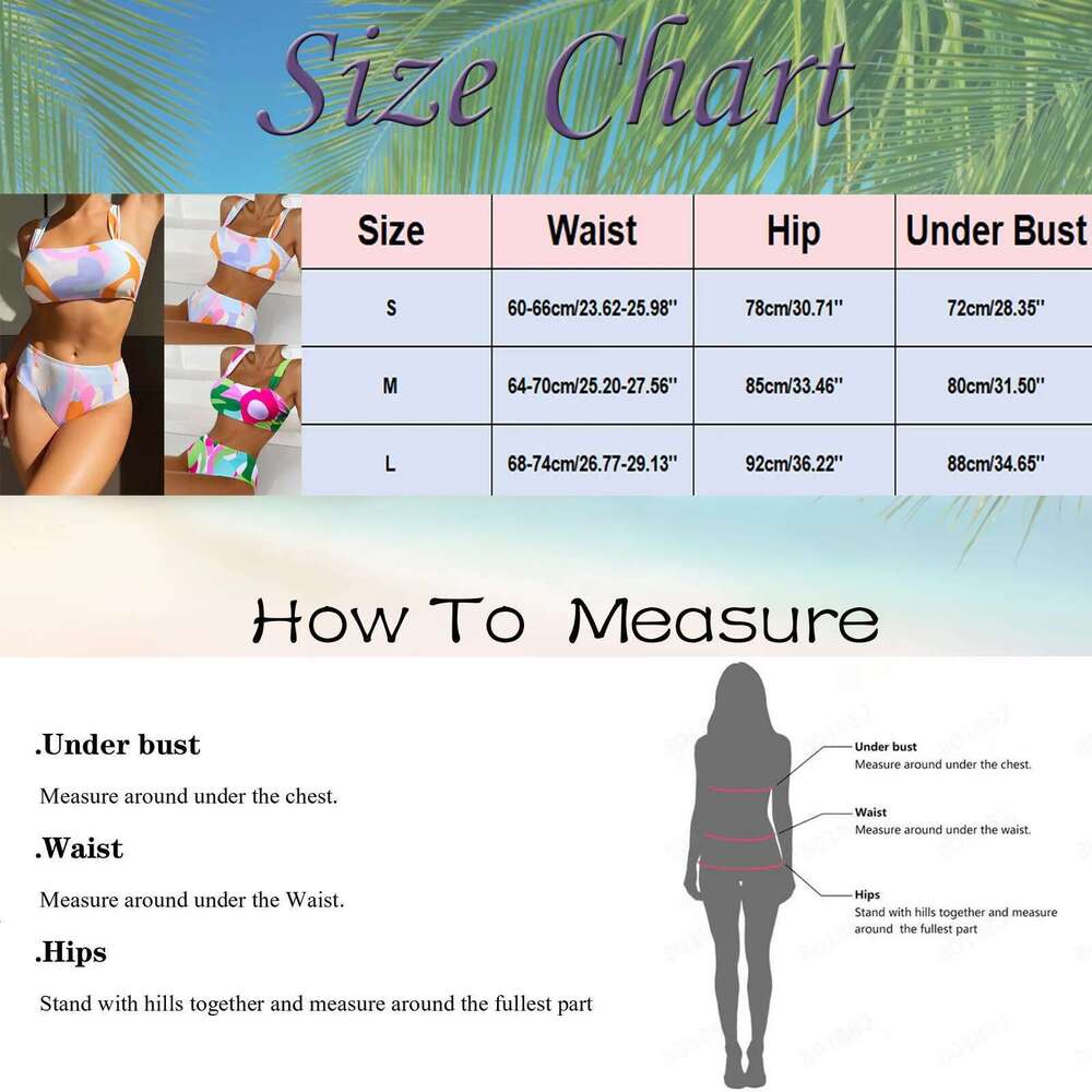 Hanging Female Neck Suspender Two Piece Fashion Print Swimsuit Tankini Swimwear Set Swim Tops For Women Km-Ly