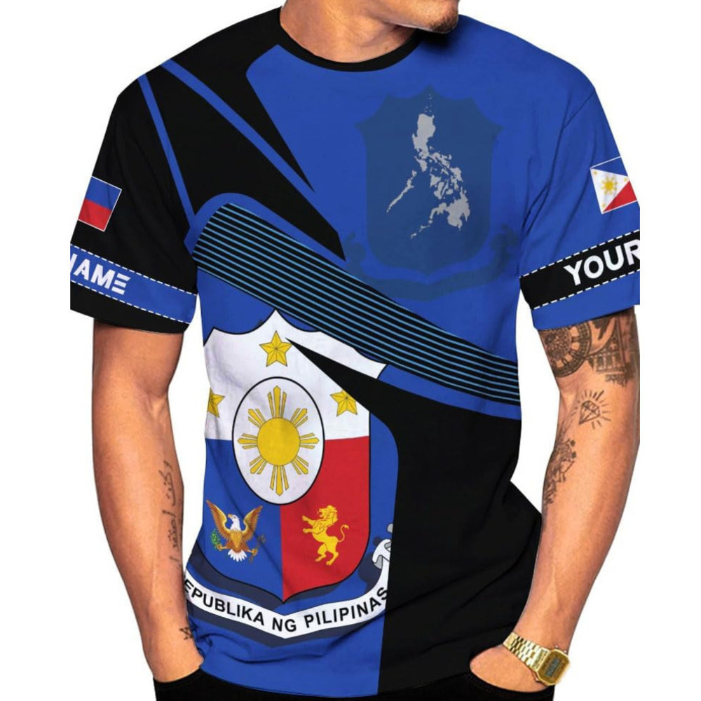 Mens T shirt Personalized Name Philippines Shirts 3D, Filipino Flag Pride Shirt Philippines Shirt Flag Tshirt for Men 31 tee Casual tops summer clothe