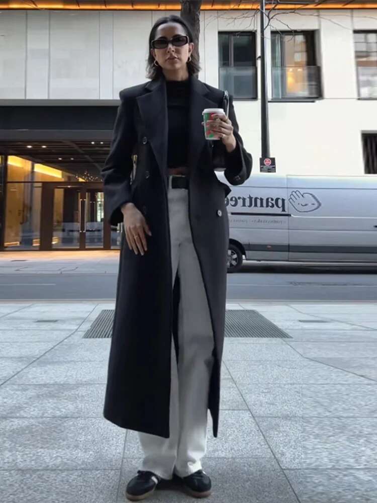 Elegant Lapel Coat Women Casual Long Sleeve Single Breasted Slim Overcoat Female 2025 Spring All-Match Office Lady Outwear