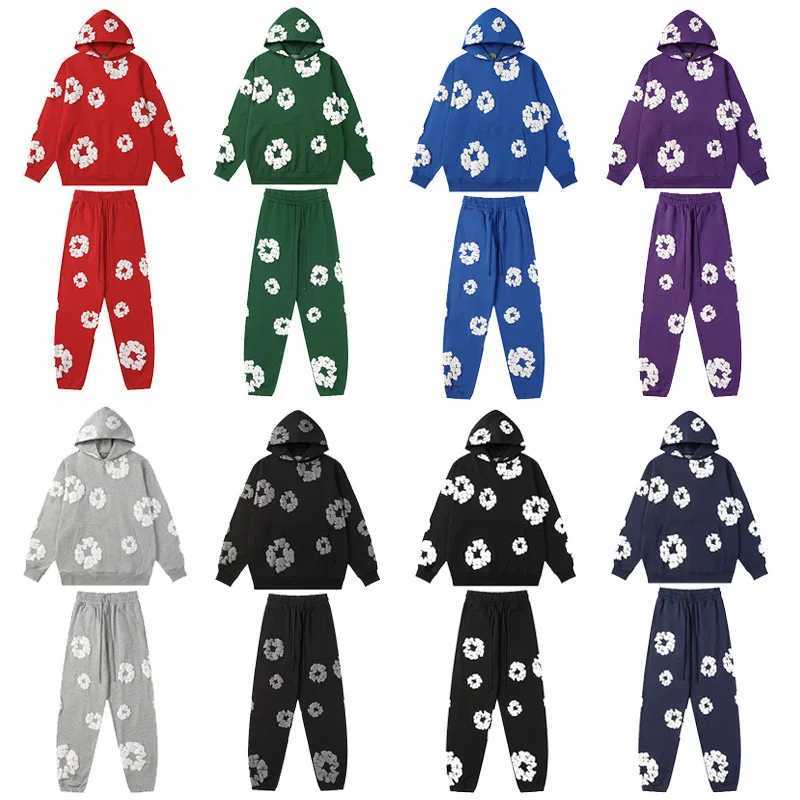 Fashion New Mens Same Kapok foam Print Loose Velvet Hooded Sweater Mens Set X2503051
