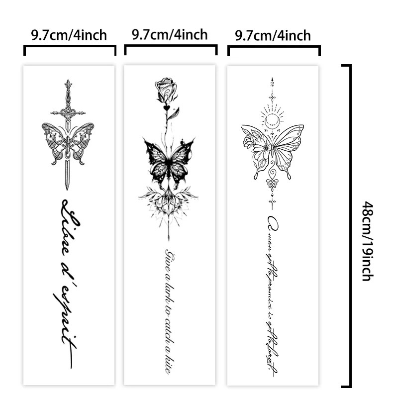 One Butterfly Spine Waterproof Temporary Tattoo Lasting 12 Weeks SemiPermanent Color Realistic 250219