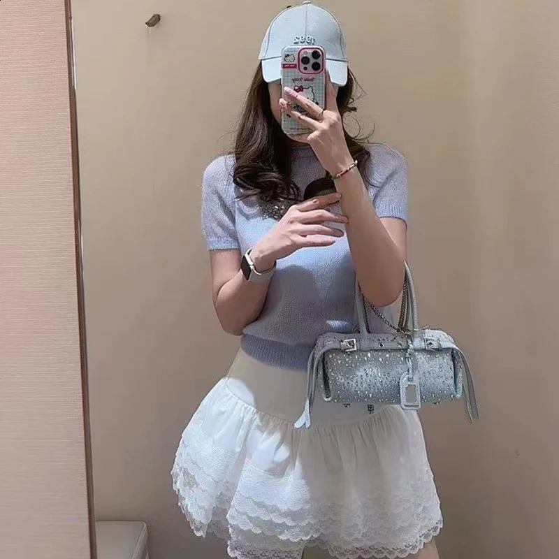 Spring Denim Diamond Handbag Niche Womens Boston Shoulder Bag Blue Denim Chain Crossbody Bag Ladies Pillow Bag 250304