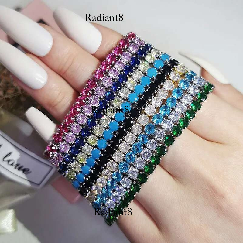 Handmade Solid Sterg Sier 4mm 17cm 19CM Tennis Bracelet Bangle For Women Wedding Fashion Jewelry Wholesale Party Gift