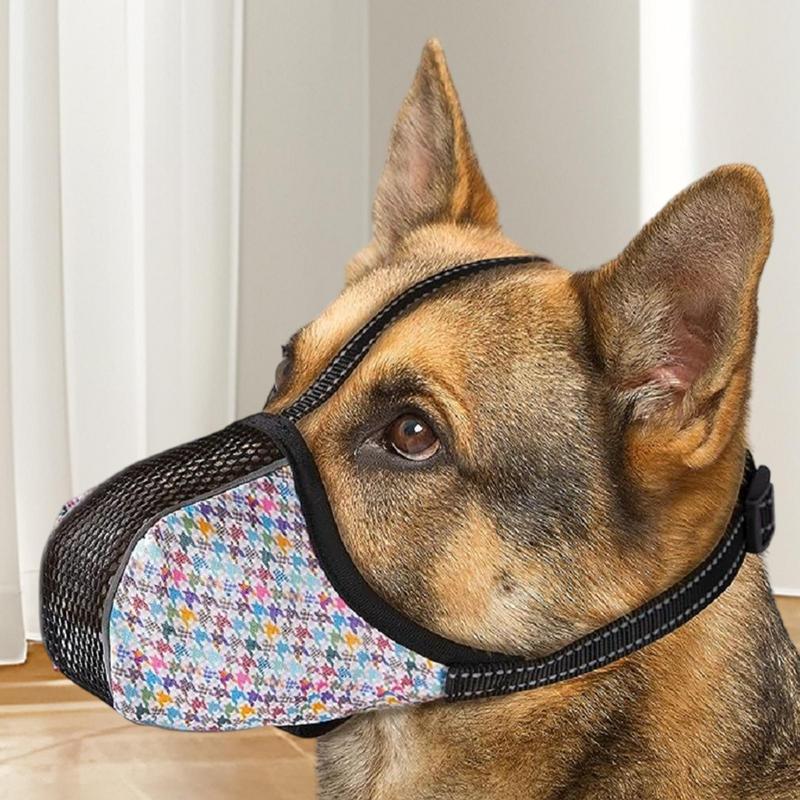 Dog Muzzle Adjustable Air Mesh Pet Mouth Guard Soft Covered Puppy Muzzle For Scavenging Biting Licking And Chewing Allows