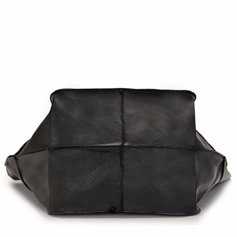 Rretro Handmade Tote Bag High Capacity Zipper Shoulder Solid Color Multifunction Handbags for Ladies 250305ww