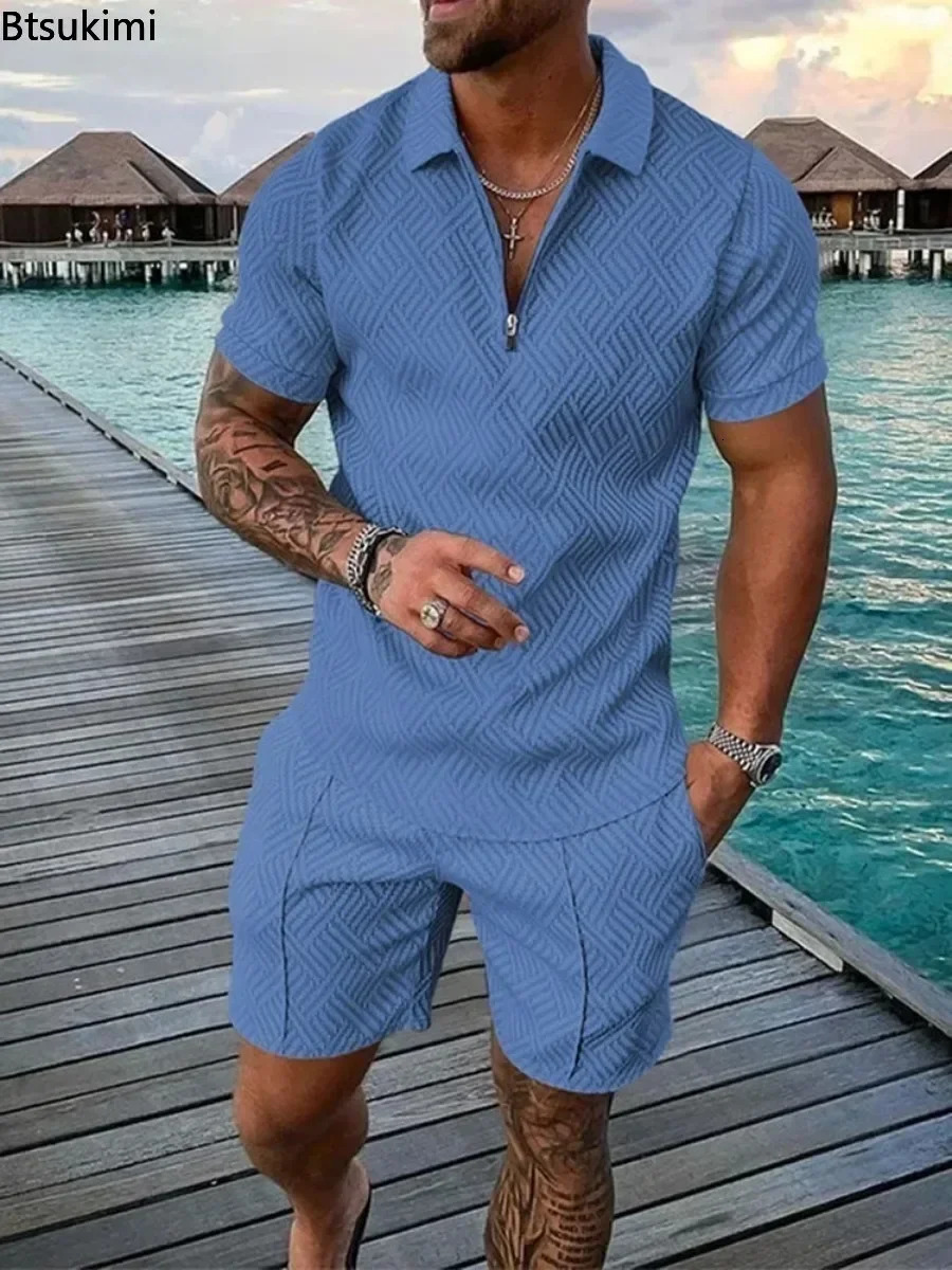 Fashion Mens Sets 3D Digital Printed Summer Short-sleeved Polo ShirtsShorts Two Piece Sets Sportwear Trend Mens Clothing 250304