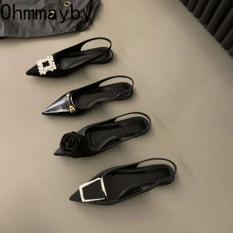 New Summer Pointed Toe Women Sandals Fashion Elegant Low Heel Singbacks Mules Shoes Ladies Casual Party Dress Sandalias