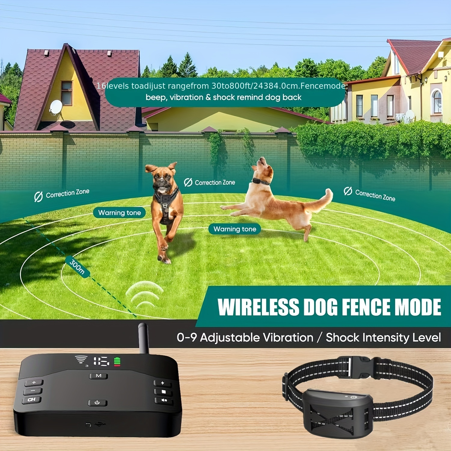 Electric dog collar Advanced Wireless Invisible Dog Fence Kit Including a Waterproof Training Collar and Boundary Marker Wireless Dog Fence dog kit do
