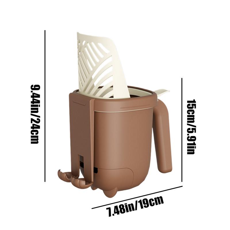Cat Litter Scoop Holder Simple Cat Scoop Holder Portable Kitten Litter Shovel With Bracket And Waste Can For Pet Indoor Use Easy