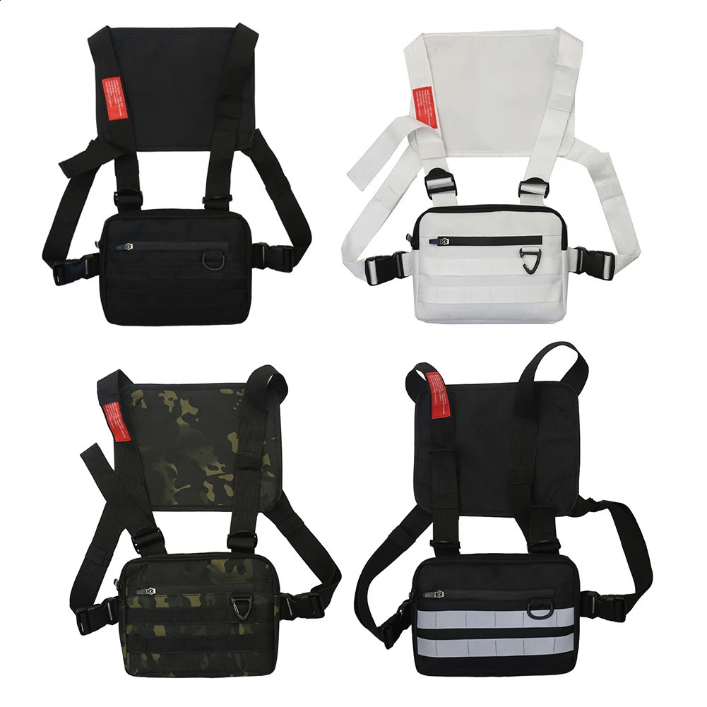 Unisex Streetwear Vest Chest Bag Oxford Cloth Waistcoat Hip Hop Shoulder Pouch 250227
