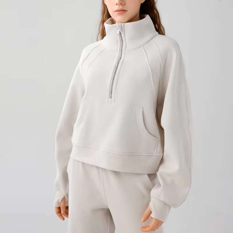 Custom Womens Sweatshirts Half Zip Cropped Pullover Fleece Quarter Zipper Hoodies Fall Outfits Clothes Matched With Straight Leg