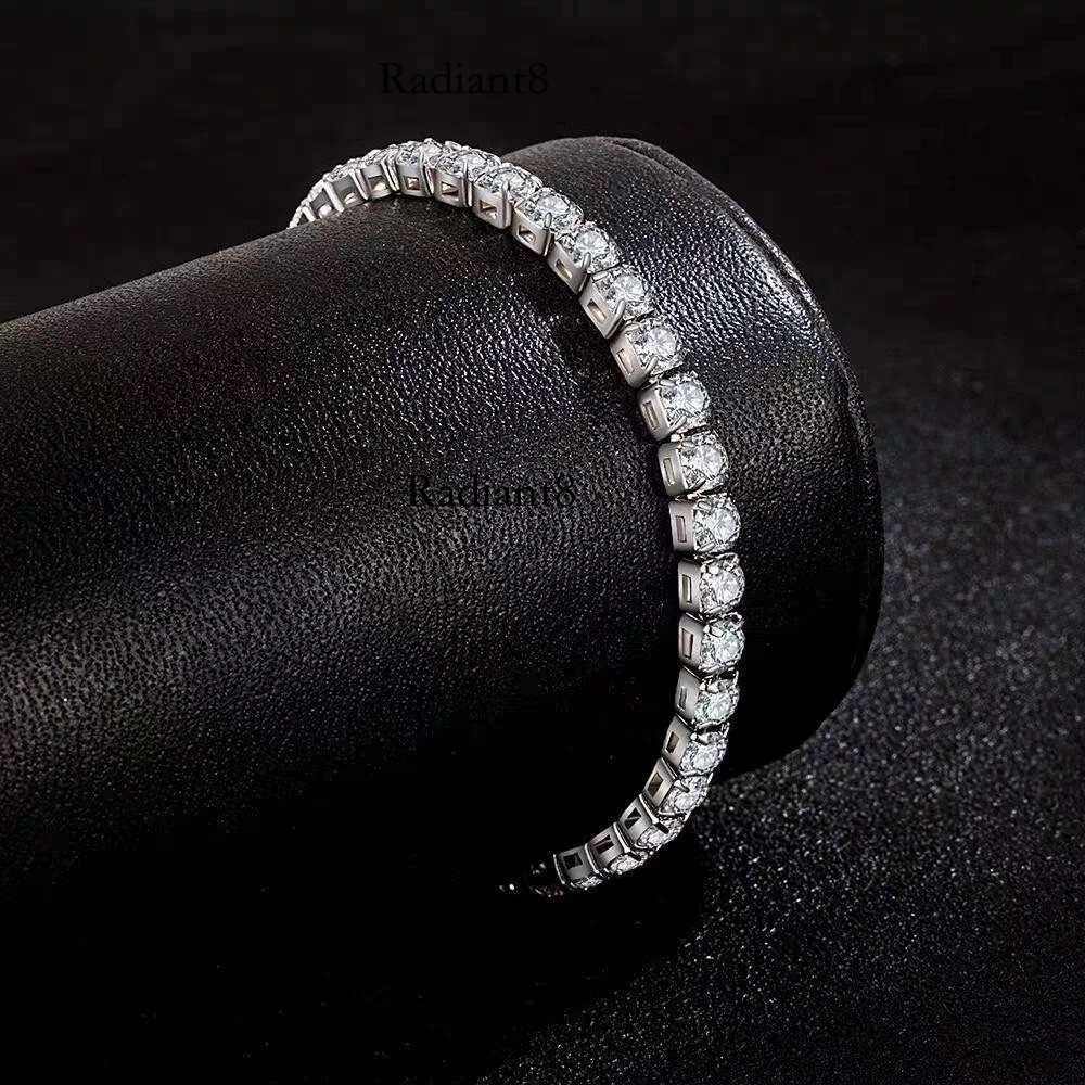 Hip Hop Inlaid 4MM Cubic Zirconia Crystal Tennis Bracelet Jewelry for Men and Women Gold Sier Bracelets