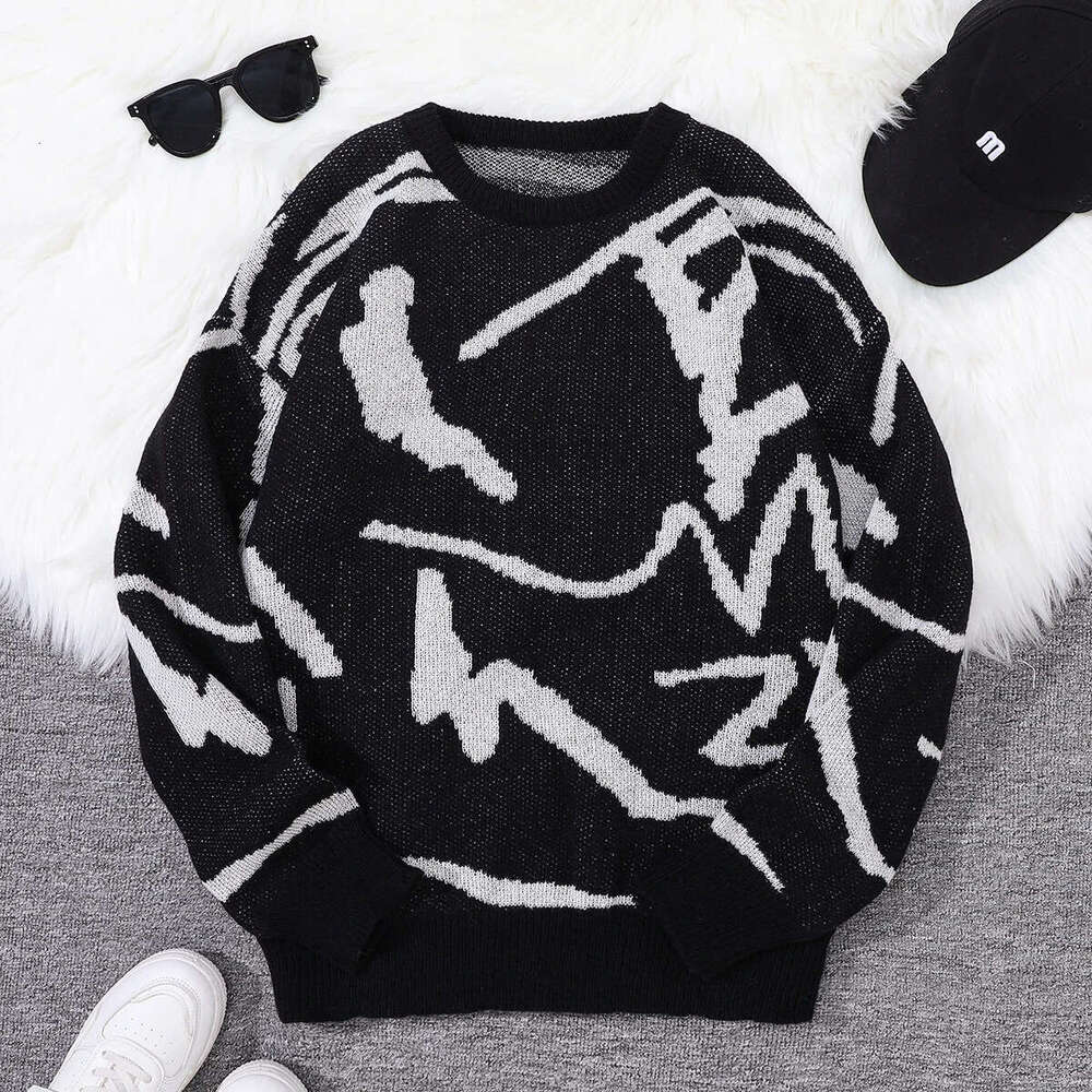 Trendy men women, loose round neck knitted for autumn and winter, long sleeved sweater
