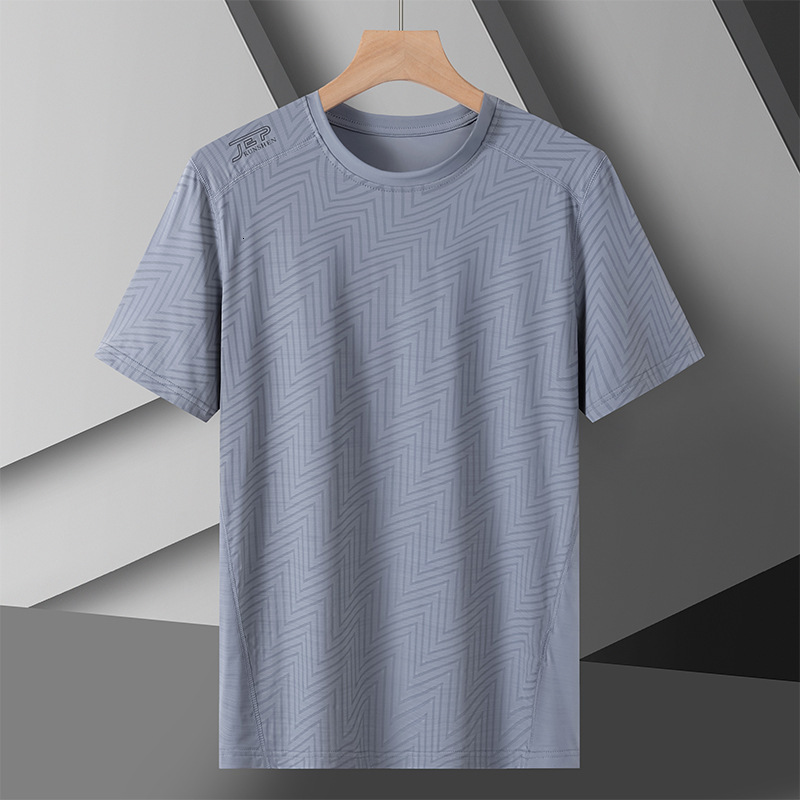 Ice silk quick drying men's spring and summer loose sports short top, fitness running half sleeved elastic breathable T-shirt for women tracksuit
