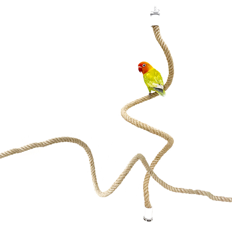 Parrot Training Toys Cage Hemp Rope Toys Pet Bird Standing Stick Exercise Perches Toys For Budgies Parakeet Pet Supplies
