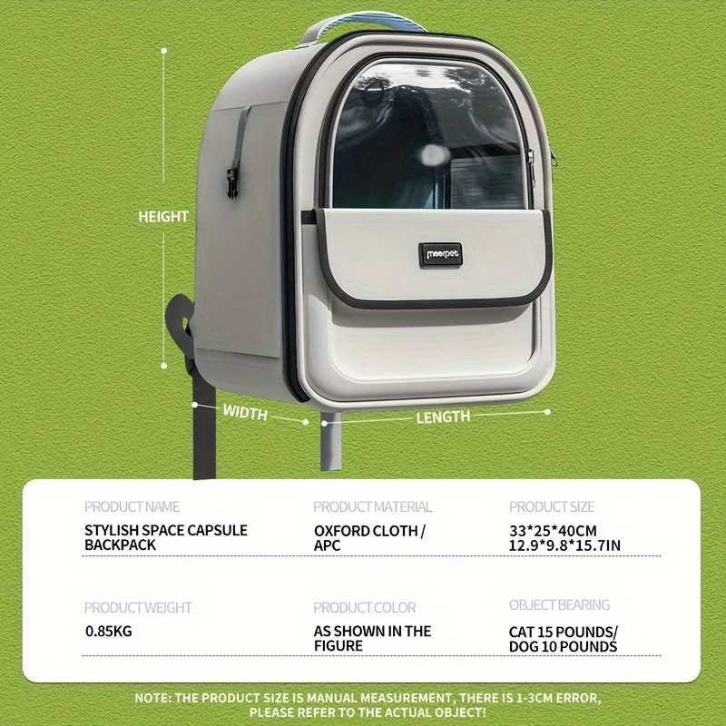 1pc pet carrier backpack big cat backpack Transparent space capsule breathable portable bag backpack cat and dog supplies 250205