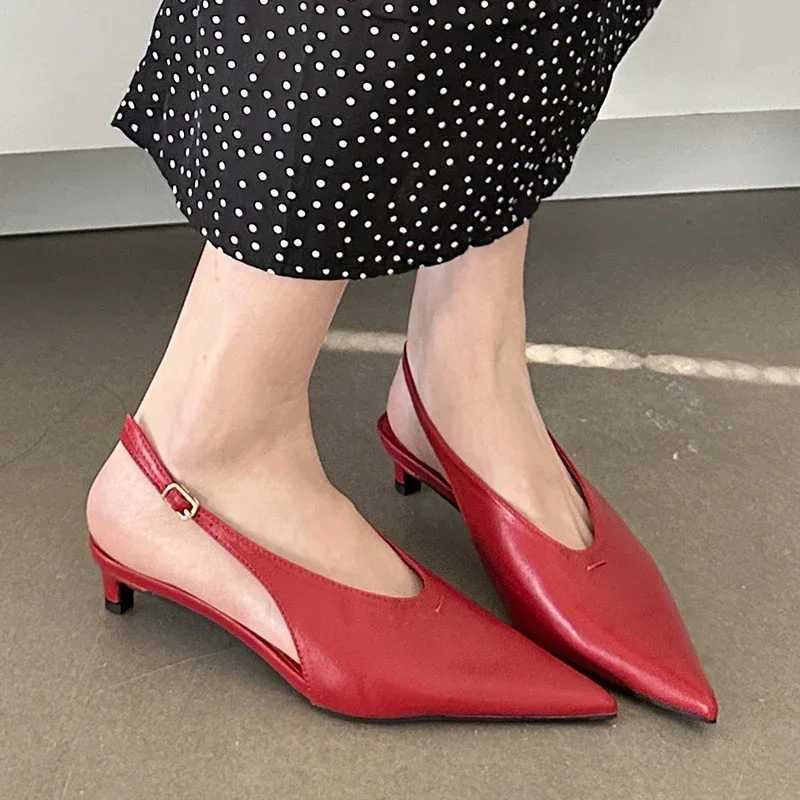 SEXY Pointed Toe Low H Sandals Womens Shallow Elegant Slingback Sandals Womens Summer Designer Dress Womens Pumps Y250304