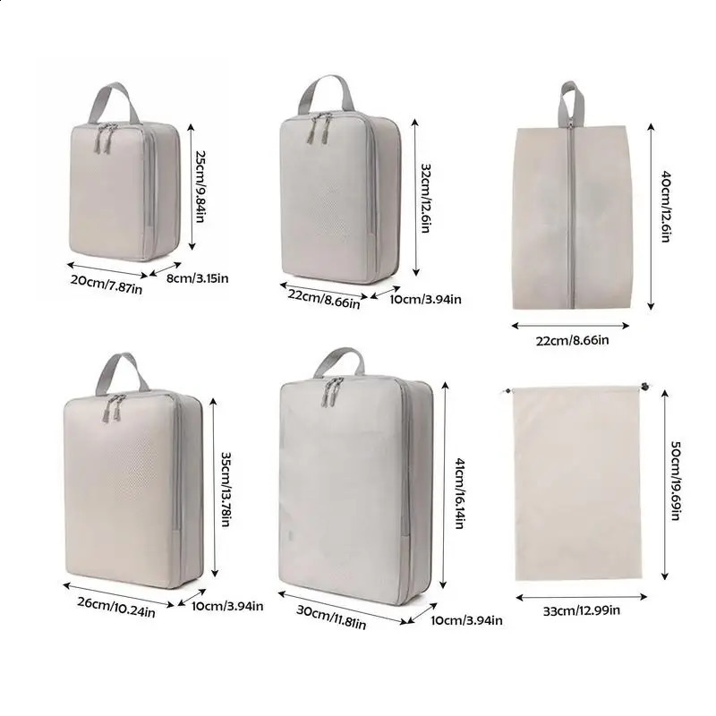 Ship from US Compression Bags For Travel 6 Pcs Organizer Suitcase Set Packing Cubes DoubleStitched 250305FBB