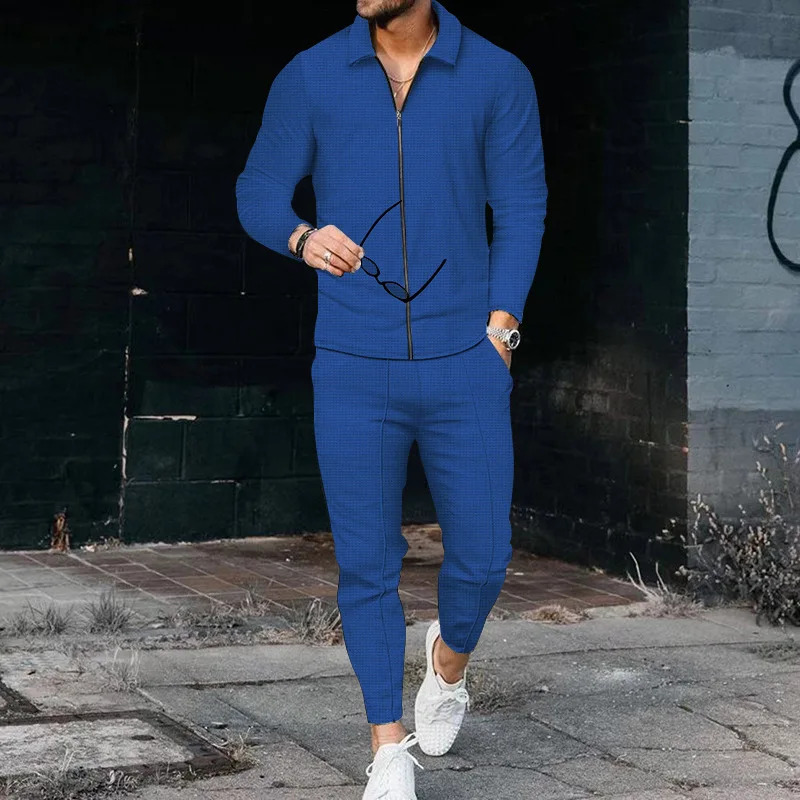 Mens Long Sleeve Polo Shirt High Quality Suit Fashion Print Outdoor Casual Zipper Pants Summer 250304