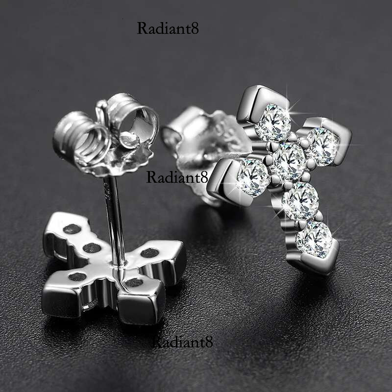 Moissanite Earrings Trend New 2.3mm Design Cross Stud Religion Earring for Women Men Sterg Sier Fine Jewelry 2022