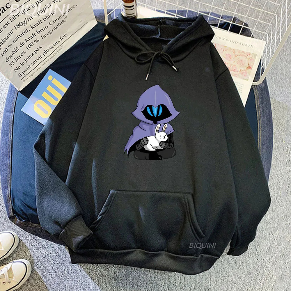 Omen VALORANT Hoodie Men Sweatshirt Vintage HIP HOP Clothes for Teens Students Harajuku Lounge Wear Cartoon Printed Velvet Anime 250304