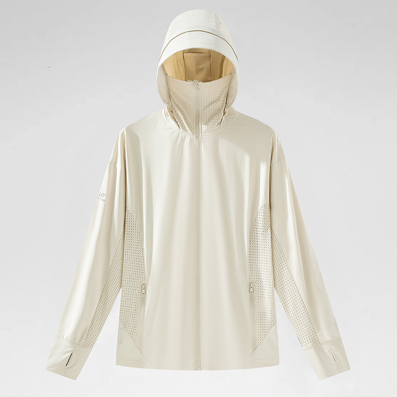 Sunscreen clothing for women in summer, breathable ice silk, sunscreen clothing, sun shading and UV protection, hooded cardigan jacket, sports outdoor
