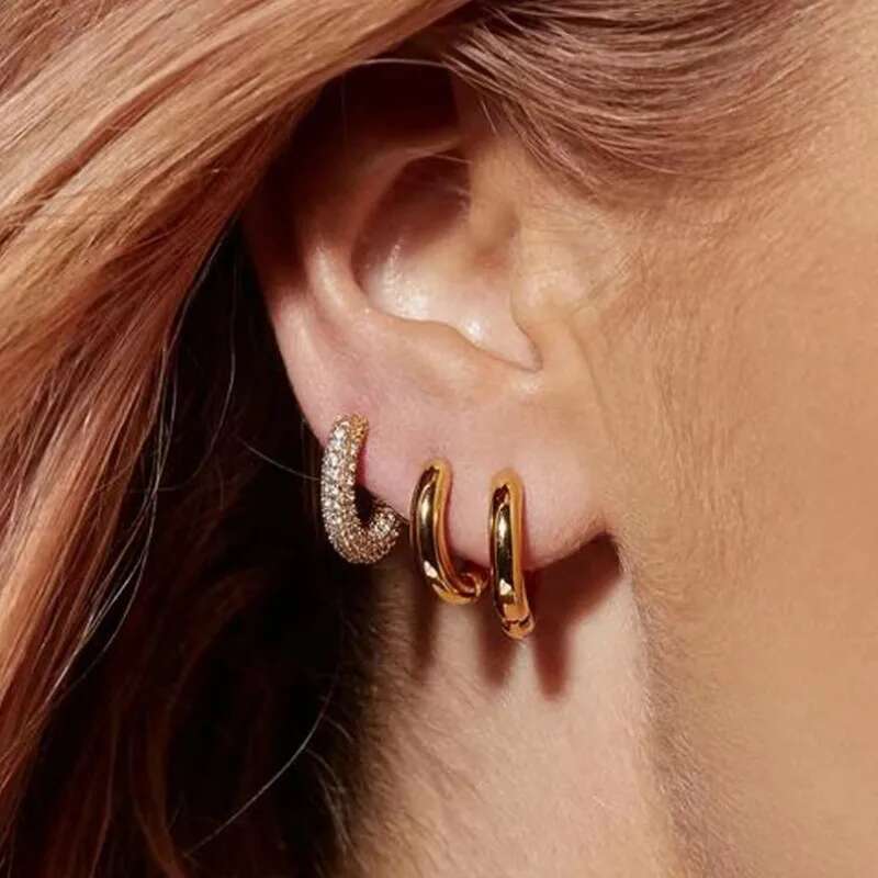 Anziw Micro Paved Full Moissanite Hoops Earrings Sier Dazzg Dia Ear Jewelry for Women Men Party Wedding Gift