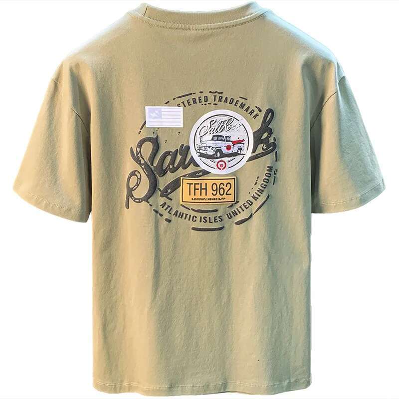 Summer High-End Short Sleevetmen's T-Shirt 2024 New Fashionable Printed Loose Fashion Versatile Stretch Top