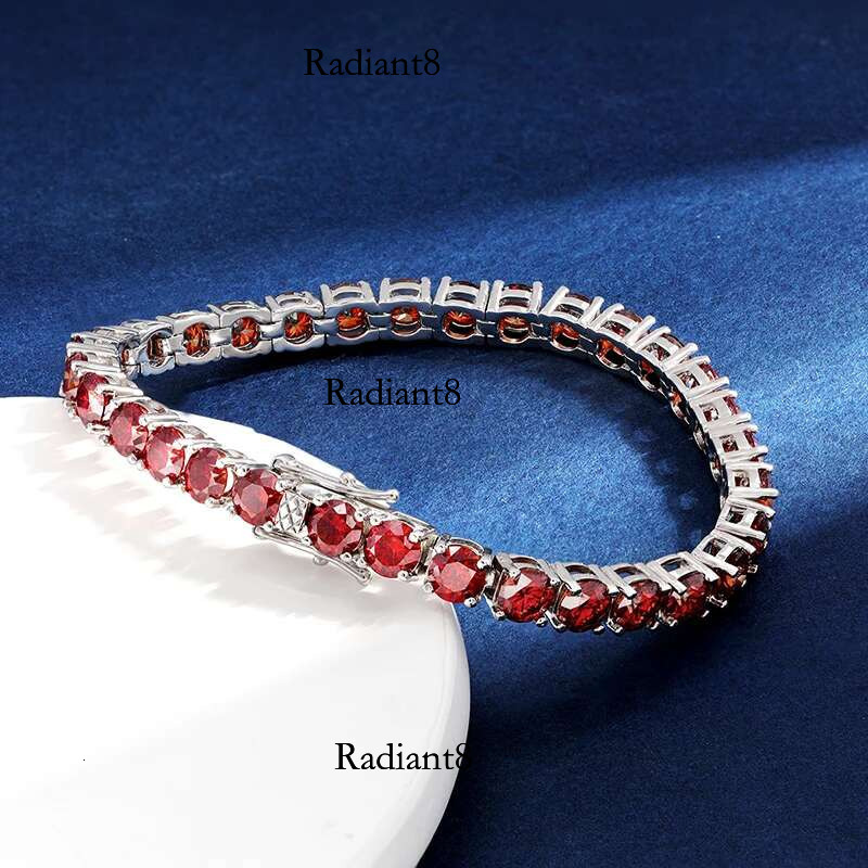 TBCYD 100% Real Red Moissanite Tennis Bracelet For Women Men GRA Certified Original S Sier Lab Dia Bangles Hand Chain