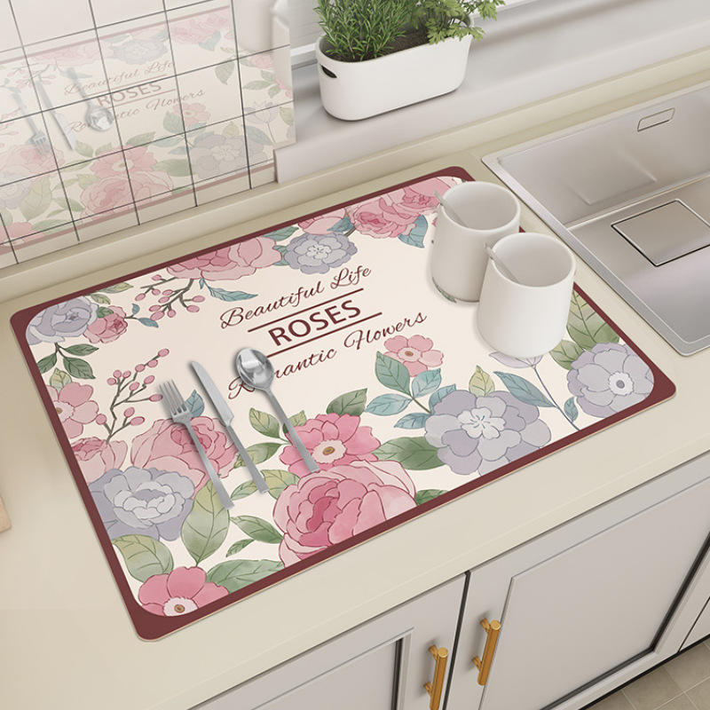 Kitchen drain pad countertop diatom mud absorbent pad dishes water control pad coffee machine pad PWSD01