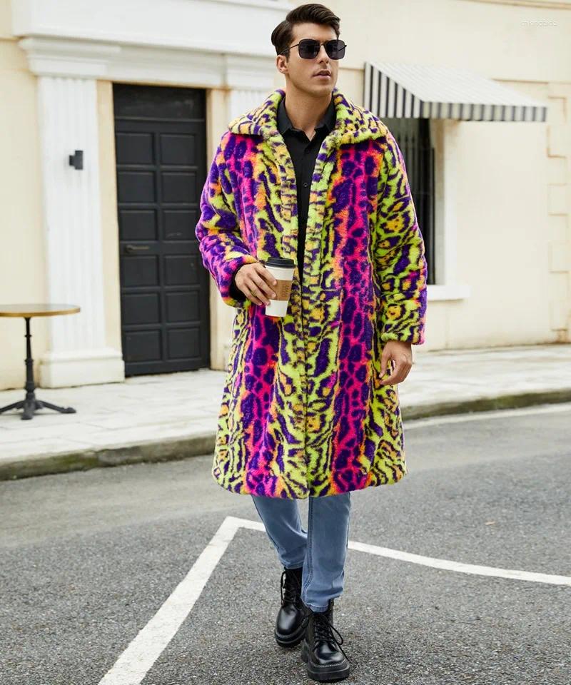 Women's Fur Contrasting Leopard Print Imitation Plush Coat Warm Autumn And Winter Jacket For Men