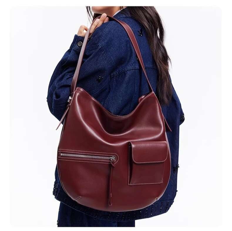 HOBO Soft Leather Handbags Large Capacity Casual Tote Crossbody Shoulder Bags For Women Hand Bag Bolsas Versatile