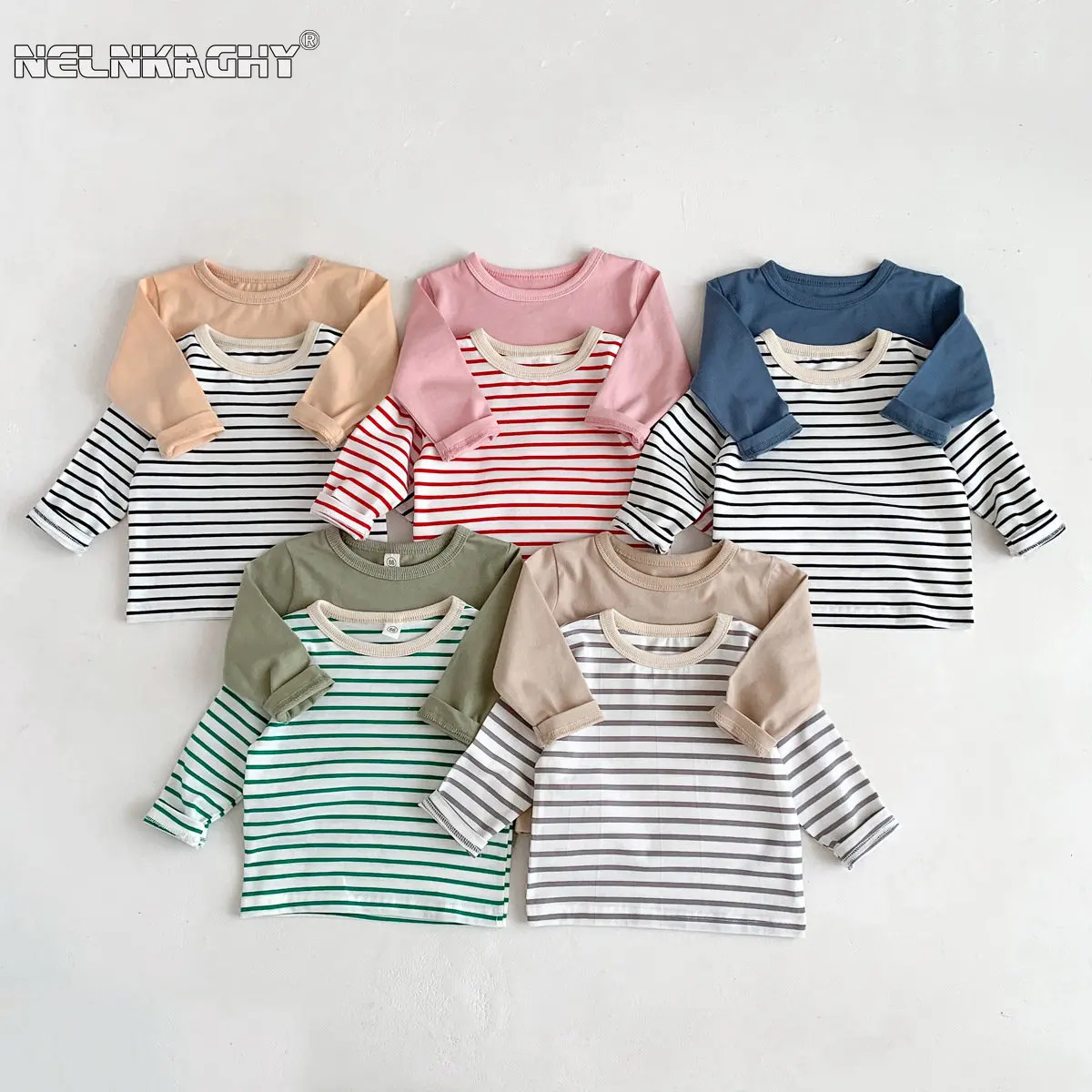 Infant born Girls Boys Autumn Full Sleeve Striped Top Tees Kids Baby Casual Bottoming Shirts Toddler T-shirts Cotton Clothing 250304