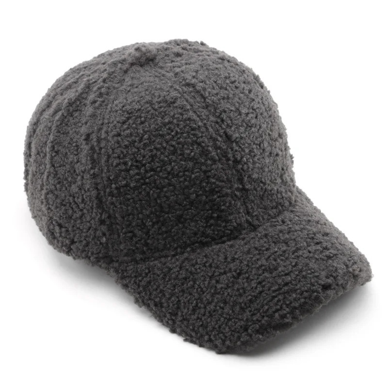 Autumn Winter Baseball Cap Women Artificial Lamb Wool Hats Keep Warm Plush Caps Spring Solid Sunshade 250228
