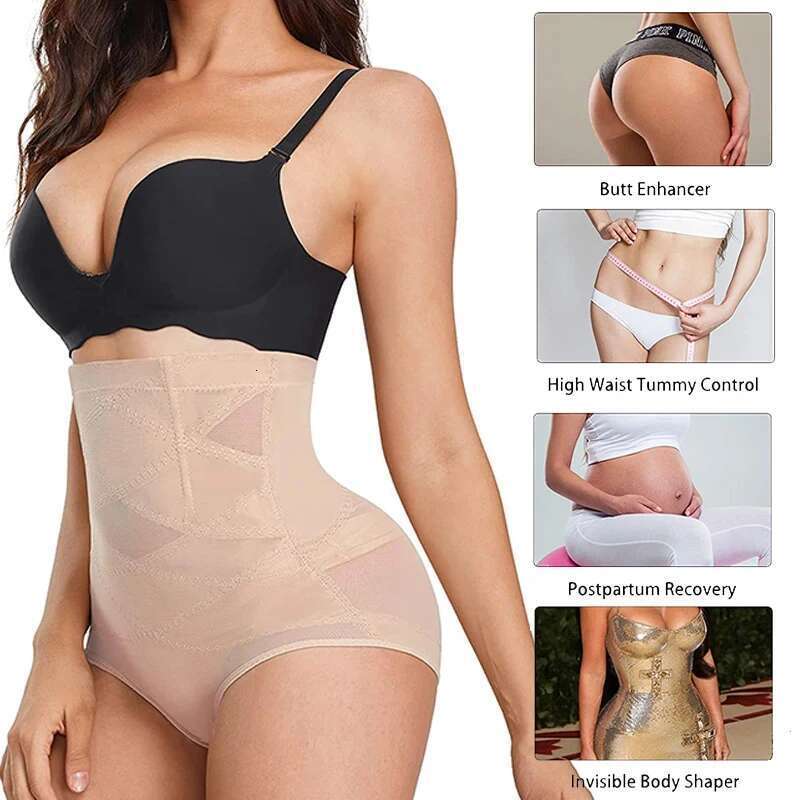 High Women Waist Panties Cross Compression Abs Shaping Pants Non-Marking Slimming Body Tummy Control Corset Girdle KLMY
