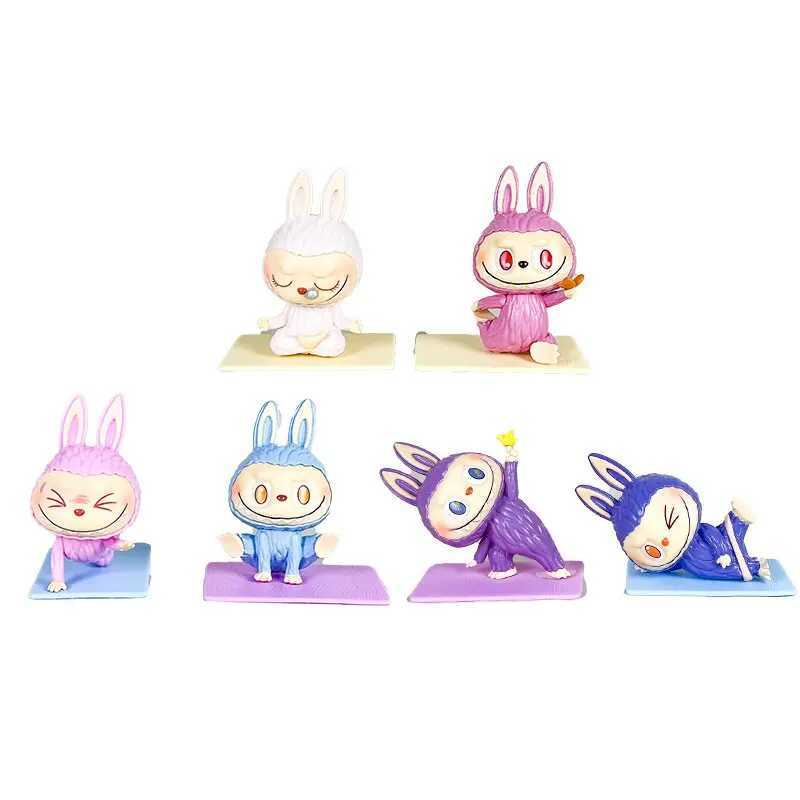 Labubu - Lazy Yoga Blind Box Mysterious Surprise Character Linda PVC Model Series Divination DollDecorative Toys Real GiftsT250305